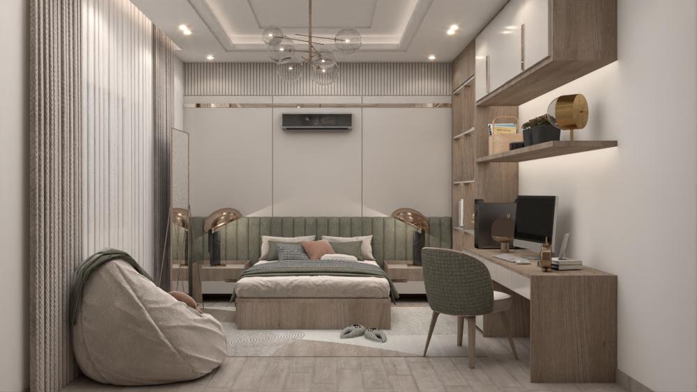 غرف نوم عصرية - غرف - قبل و بعد مقاولات عامة